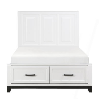 Lit plateforme en bois blanc avec tiroirs de rangement