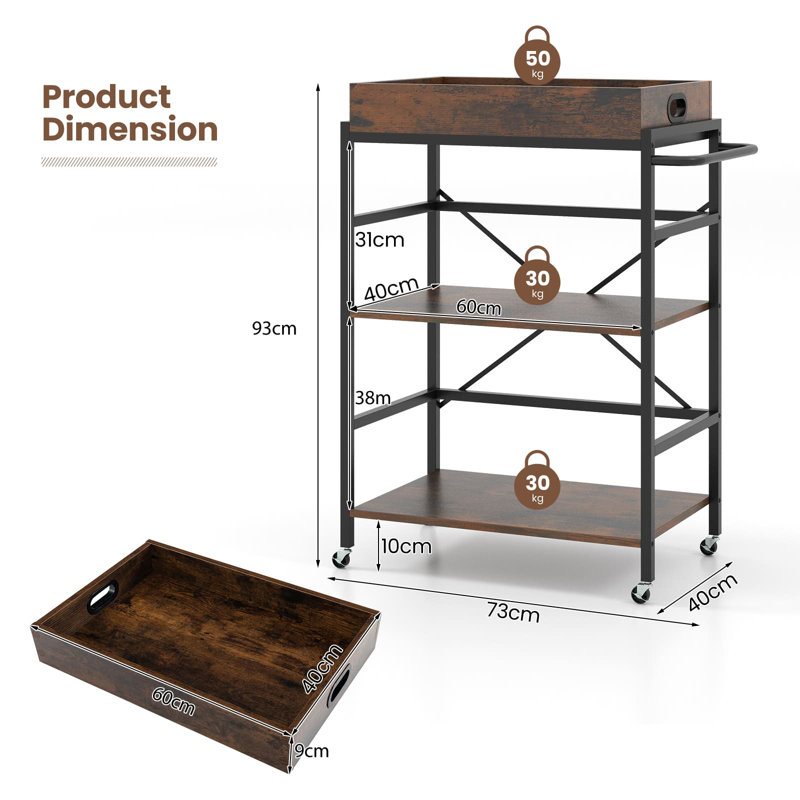 Anacarina Metal Bar Cart