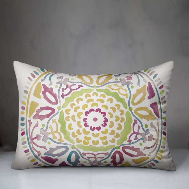 Outdoor Reversible Throw Pillow, Green/Purple, Floral 4