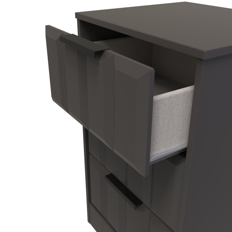 Doss 45cm W Manufactured Wood Bedside Table, Graphite Black