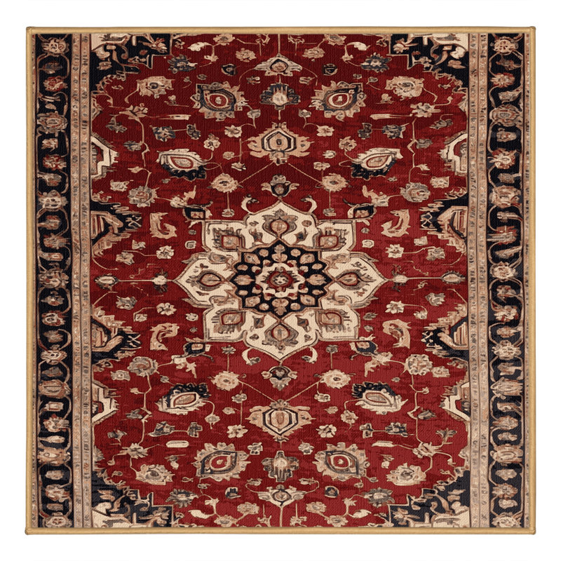 Tapis brun turc lavable à la machine, Carré 5 pi