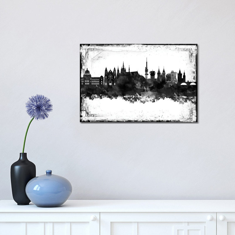 Prague Black & White Film by WallDecorAddict - Wrapped Canvas Print, 30.48 cm H x 45.72 cm W