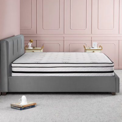 Matelas hybride de 12 pouces avec housse de refroidissement respirante et ressorts ensachés - sensation de peluche moyenne, isolation des mouvements, mousse CertiPUR-US - simple / double / grand / très grand / très grand californien