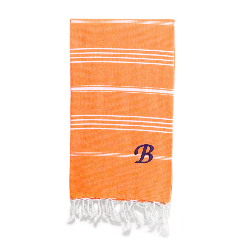 Serviette de plage 100% coton Pestemal Lucky, B, Vert clair / blanc