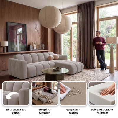 Michell 6 Seater Chenille Sofa Bed
