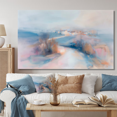 Gris, rose, minimalisme, village, mirage III - ferme, décoration murale