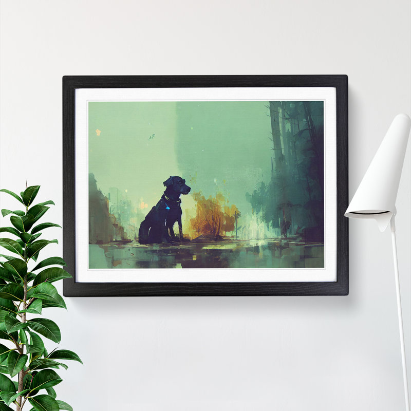 Dog Vol.4 Abstract - Single Picture Frame Print, Black, 34cm H x 46cm W