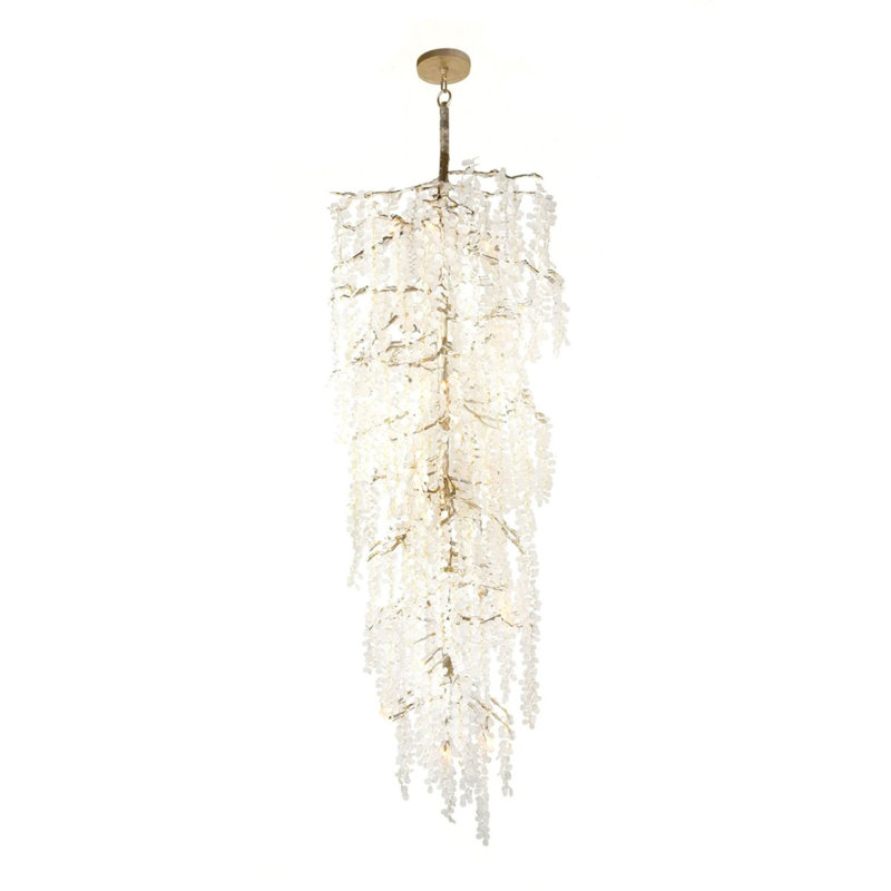 Lustre suspendu en cristal Shiro-Noda, Or antique, H 13 po x l 18 po x P 18 po, Ambre