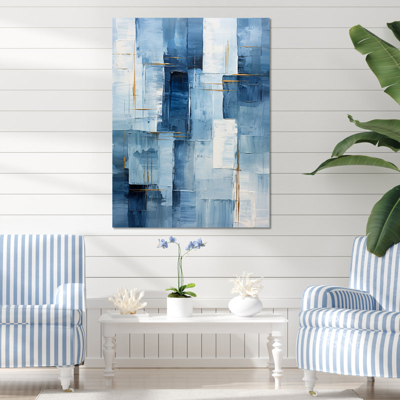 Blue Nautical Shapes II - Coastal Minimalisme, art mural, Toile tendue, 40" H x 30" W