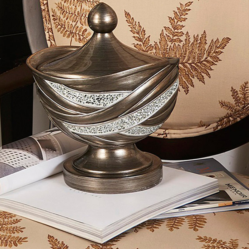 10.5" Tall Silver Polyresin Decorative Jewelry Box with Swirl Pattern