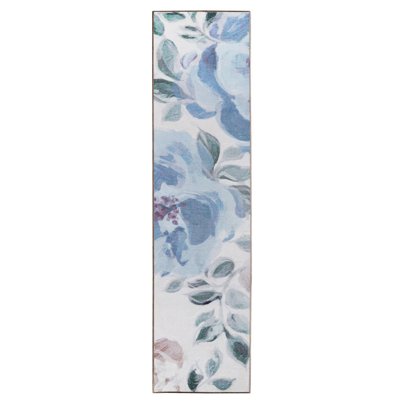 Washable Sasha Floral Cream Blue Washable Rug 2.5X7, Runner 2'5" x 10'