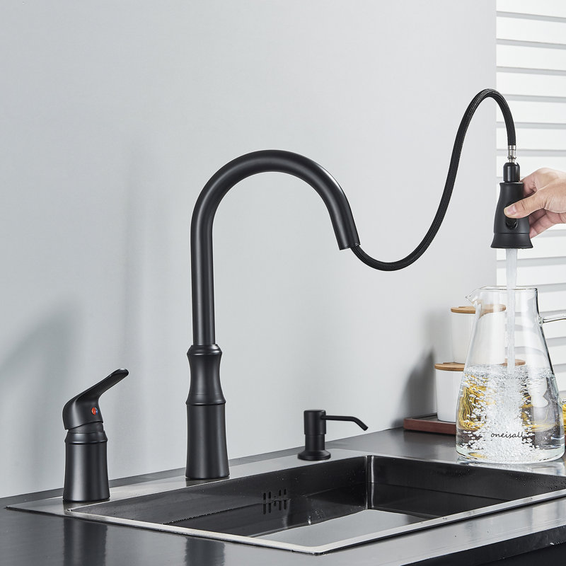 Faucet Pull Down Kitchen Faucet Matte Black with Pull Down Sprayer, Kitchen Sink Faucet, Faucet for Kitchen Sink, Soap Dispenser, Stainless