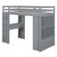 Full Size Loft Bed With Large Shelves, Writing Desk And LED Light, Grey-309106166-309105929
