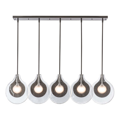 Veneto 5-Light Linear Pendant - Clear Glass with Frosted Diffuser Shade
