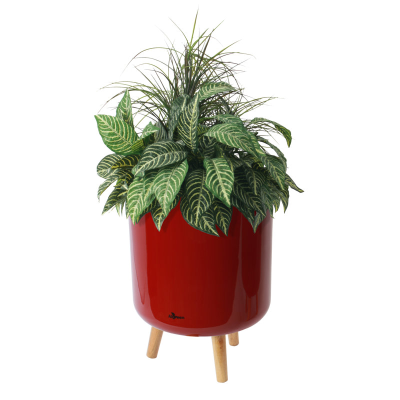 Pot à fleurs avec support Modena, H 15 po x l 11,4 po x P 11,4 po, Blanc