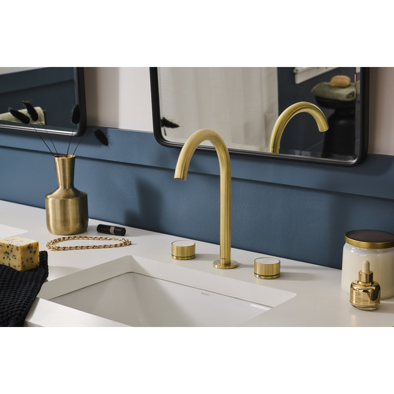 Ruvati Athena Two Handle Stone Marble Inlay Twist Bathroom Faucet in Brushed Gold, Gold