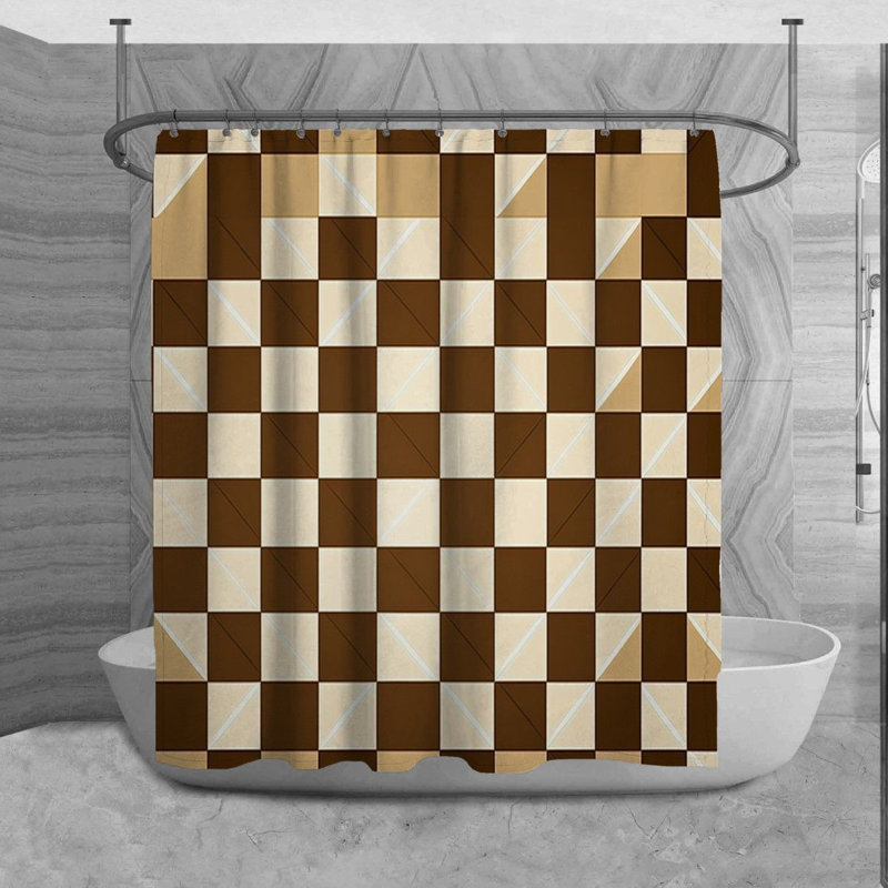 Rideau de douche à carreaux Aggaria, H 93 po x l 70 po