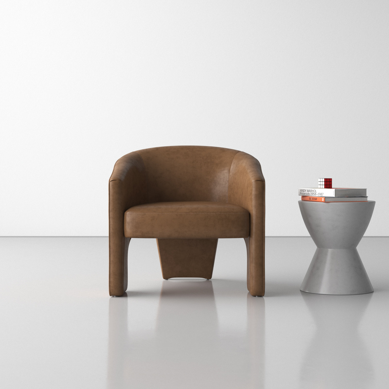 Brayson Genuine Leather Barrel Chair, Heirloom Sienna