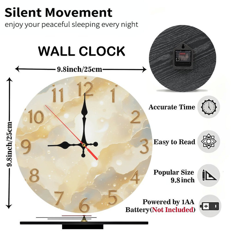 Horloge scintillante dorée