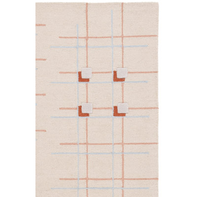 Tapis géométrique beige / rouille en laine / coton touffeté à la main Juliam