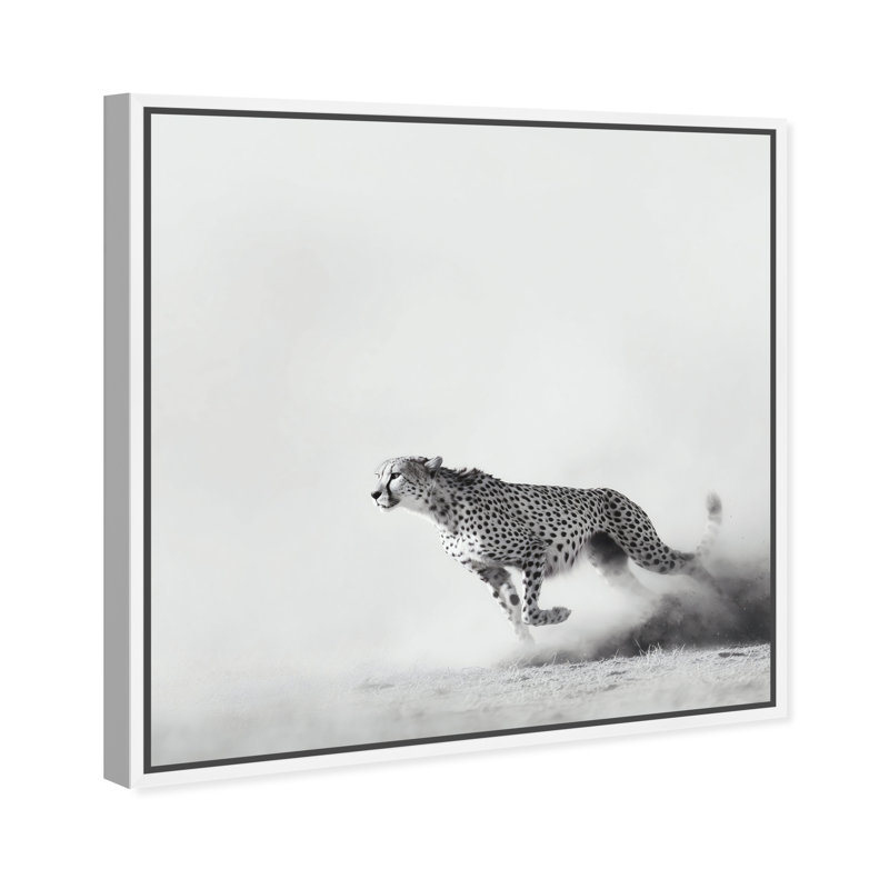 Cheetah Run Print by Oliver Gal, 25"H x 25"W, White Floater Frame