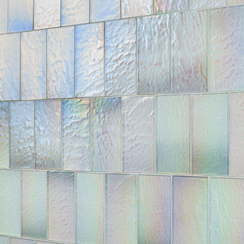 Speckle Glacier 4.37" x 8.74" Glass Brick Look Subway Wall & Floor Tile