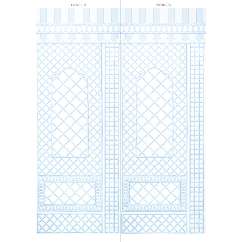 Schumacher x Marie-Anne Oudejans Bamboo Trellis Panel B, Blue
