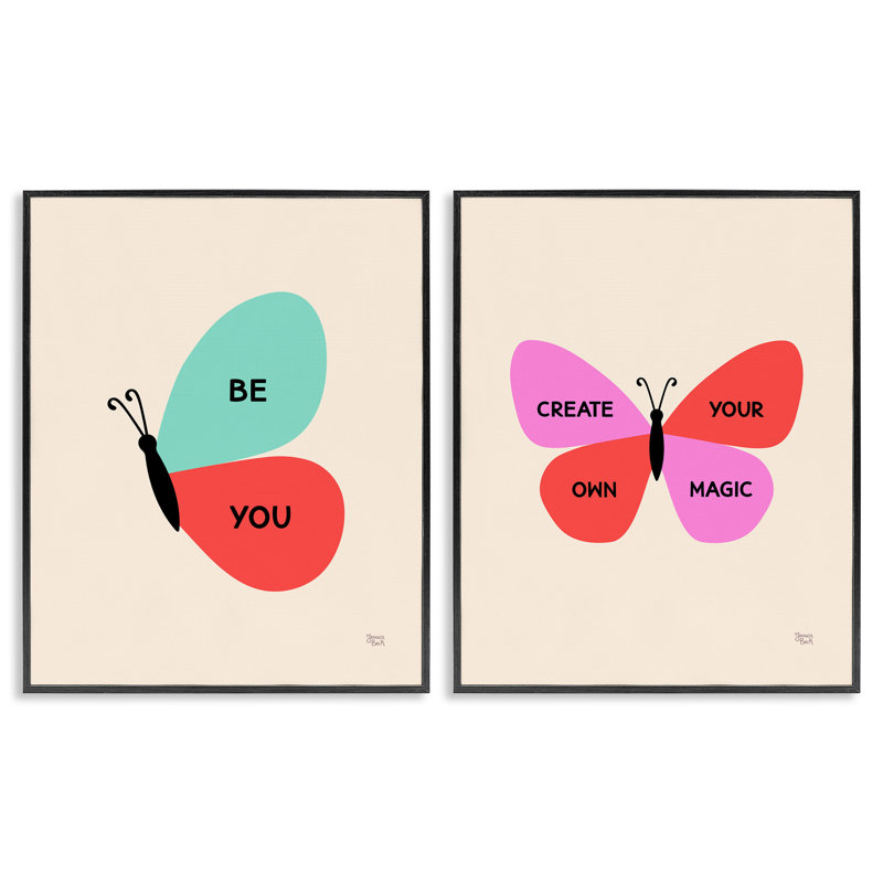 «Inspiring Butterfly Sentiments», ensemble de 2 estampes numériques encadrées par Jessica Beck, H 30 po x l 24 po