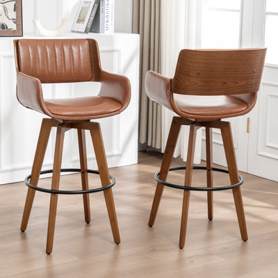 Modern Faux Leather Upholstered Swivel Stools