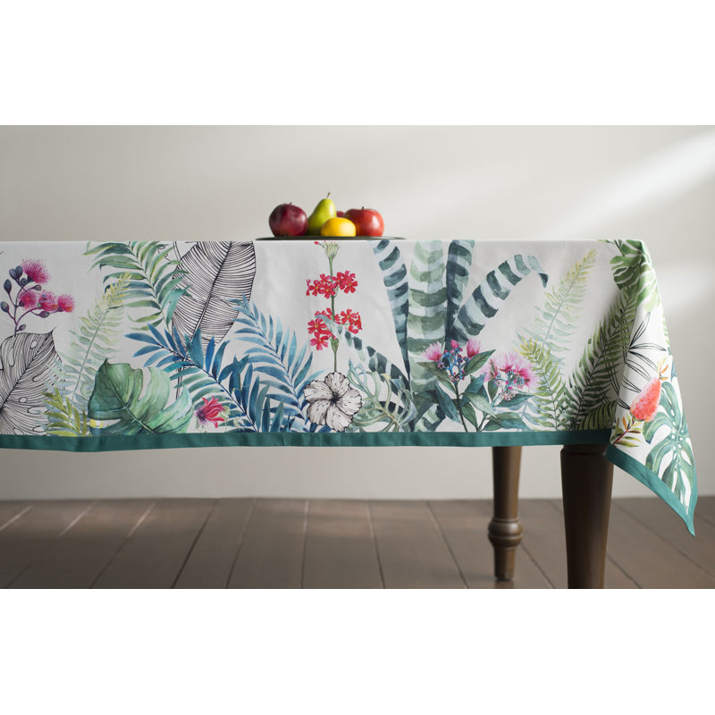 Floral 100% Cotton Tablecloth, 72" L x 54" W
