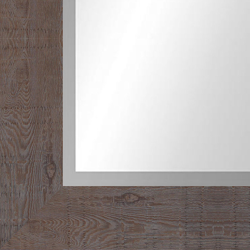 Beveled Wall Mirror, 46" x 36", Light Gray