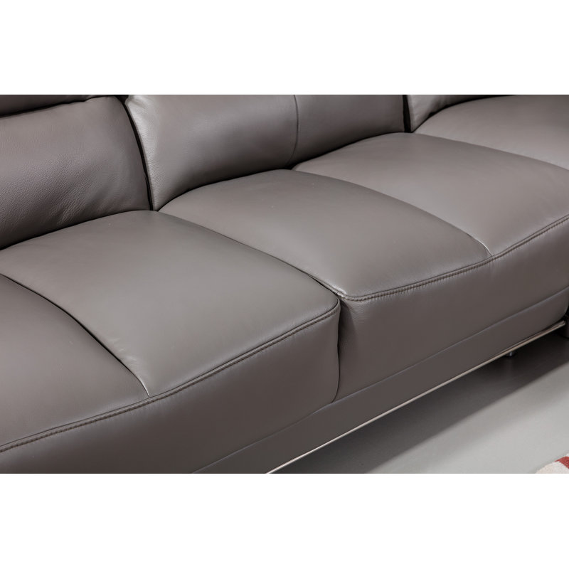 Canapé modulaire d’angle en cuir véritable de 111 po de largeur anmoore