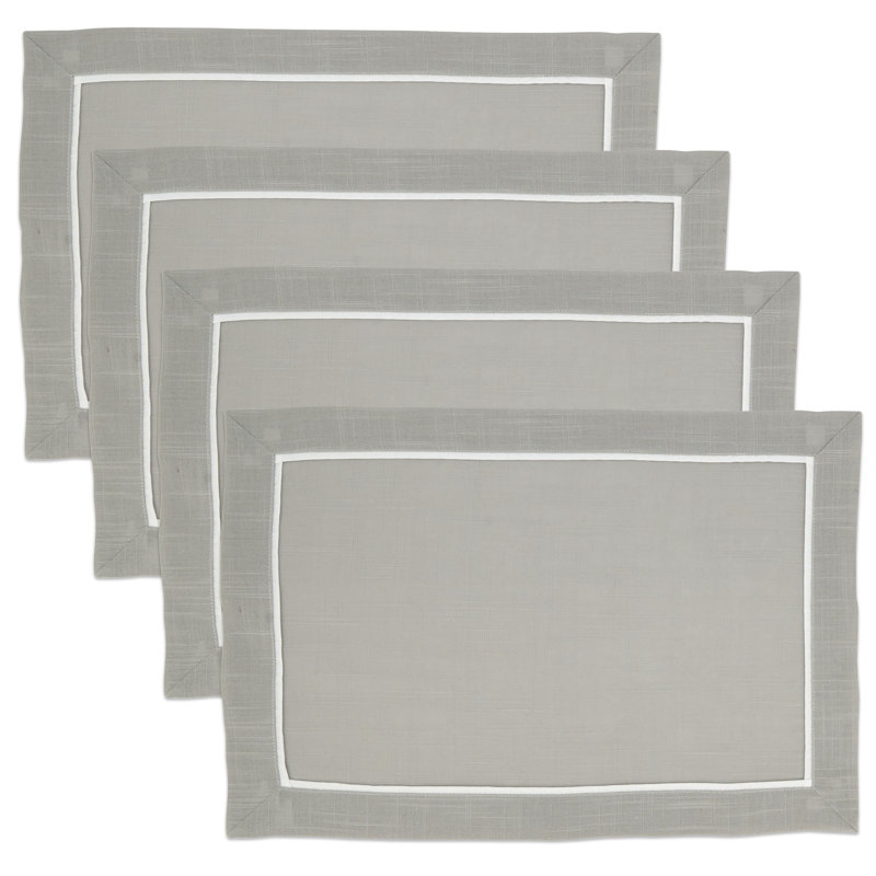 Napperons Ulibarri Classic avec bordure (ensemble de 4) 19B, Gris