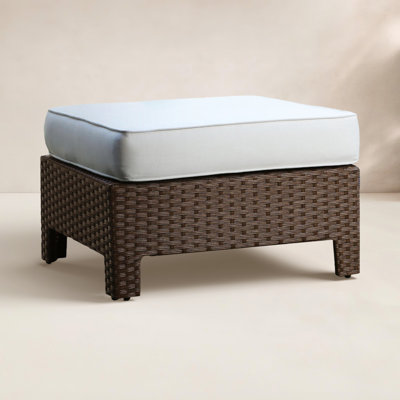 Asher Wicker Outdoor Ottoman with Sunbrella® Cushion