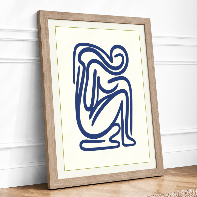 Seated Form In Lines Minimalist - Print, Oak, A4 - 29.7 x 21.0 cm