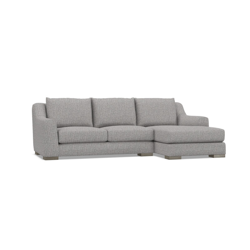 Gabi 3-Piece Fabric Sectional, Gray Polyester, 35" H x  105" W x 63.5" D, Right Hand Facing