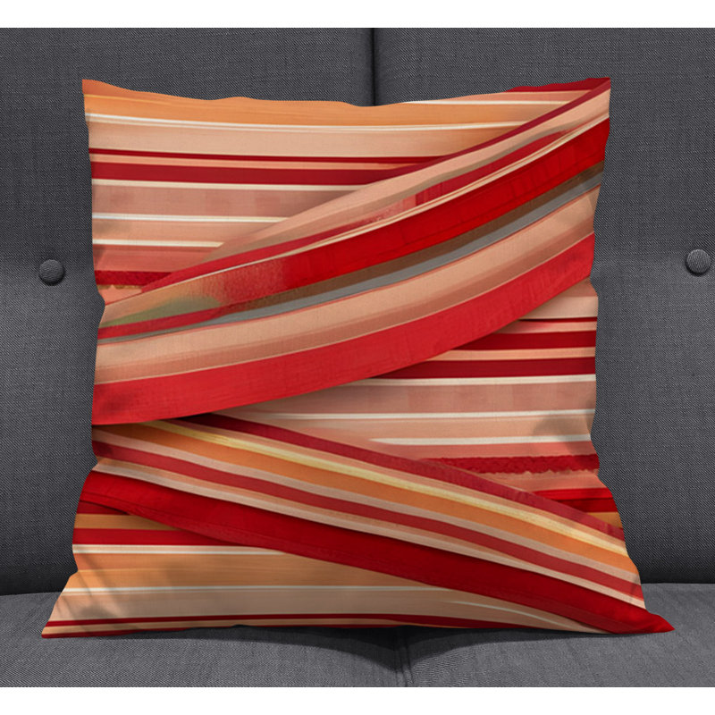 Throw Pillow With Insert, 16"H x 16"W, Red Abstract 25