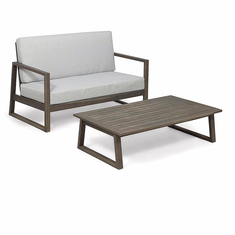 BELGIAN LOVESEAT & COFFEE TABLE, Gray Cushion/Dark Gray Frame