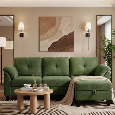 L-Shaped Sofa With Reversible Chaise, Convertible Couch With Washable Covers, Compact Living Room Furniture For Apartments & Small Spaces