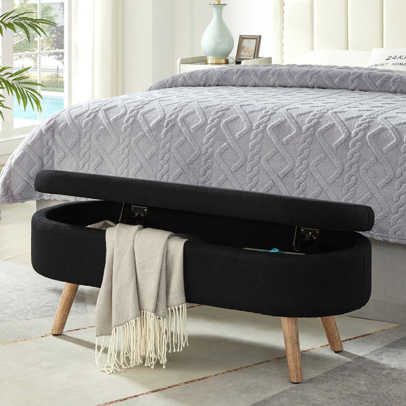 Banc de rangement avec repose-pieds Boucle, Noir