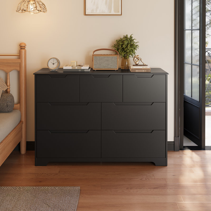 47.2" W 7-Drawer Double Dresser for Bedrom,Storage Cabinet., Black