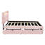 Lit tapissier grand en lin avec 2 tiroirs, lit gigogne simple TG, cadre à DEL rose