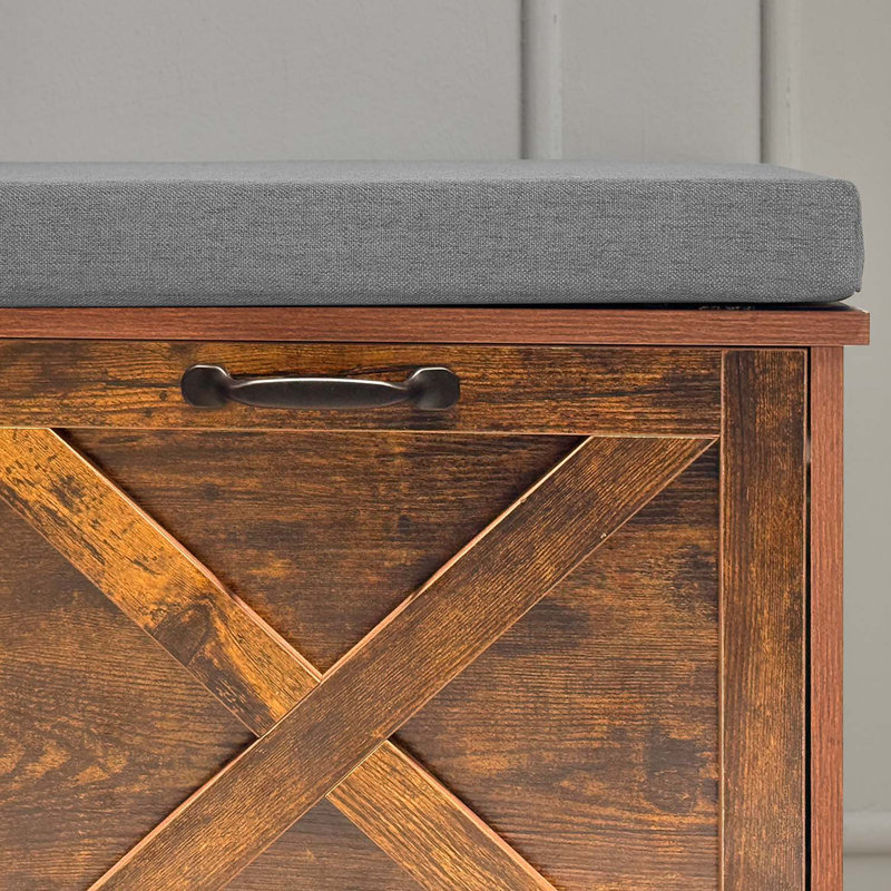 Banc à chaussures, banc à chaussures avec siège à coussin, banc à chaussures avec 2 tiroirs rabattables, armoire à chaussures avec tablettes réglables pour le couloir, la salle de bain, le garage
