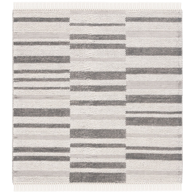Tapis ivoire / gris foncé Charvik, Carré 6 pi