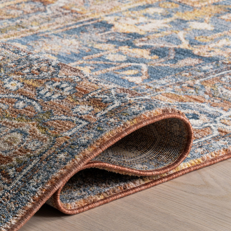 Windmere Traditional Oriental Medallion Rust/Brick/Navy Area Rug, Runner 2'6" x 8'