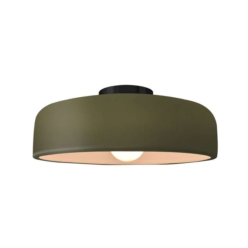Plafonnier semi-encastré Radiance, Vert mat, Noir mat, H 6 po x l 13 po x P 13 po