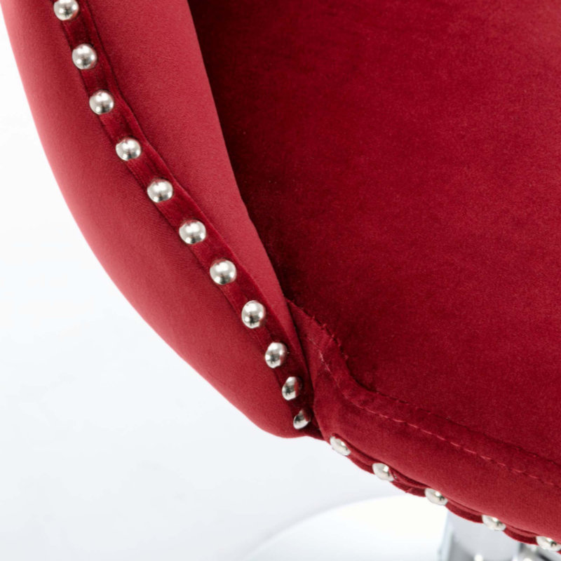 Jillayne Upholstered Golden Swivel Velvet Barstools Adjustable Seat Height, Silver, Red