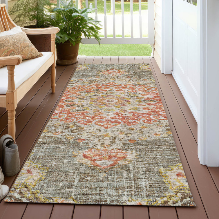 Machine Washable Indoor/Outdoor Claudian ACN1236 Brown Rug