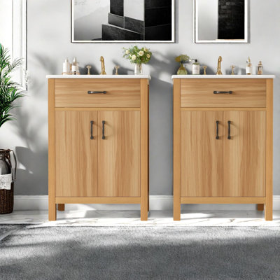 Meuble-lavabo en bois et lavabo en pouces, meubles-lavabos de rangement modernes (doit inclure le meuble-lavabo et l'évier) pour la salle de bain