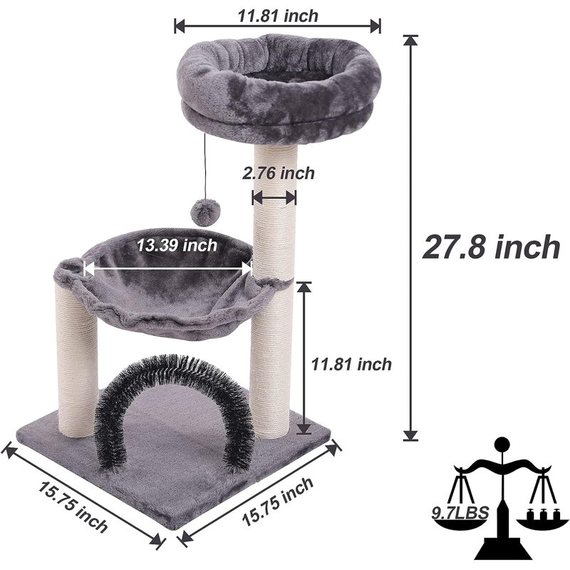 Dollinda 27.8'' H Cat Tree, Smoky Gray